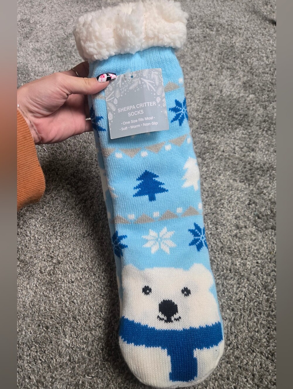 Polar Bear Winter Socks - Light Blue